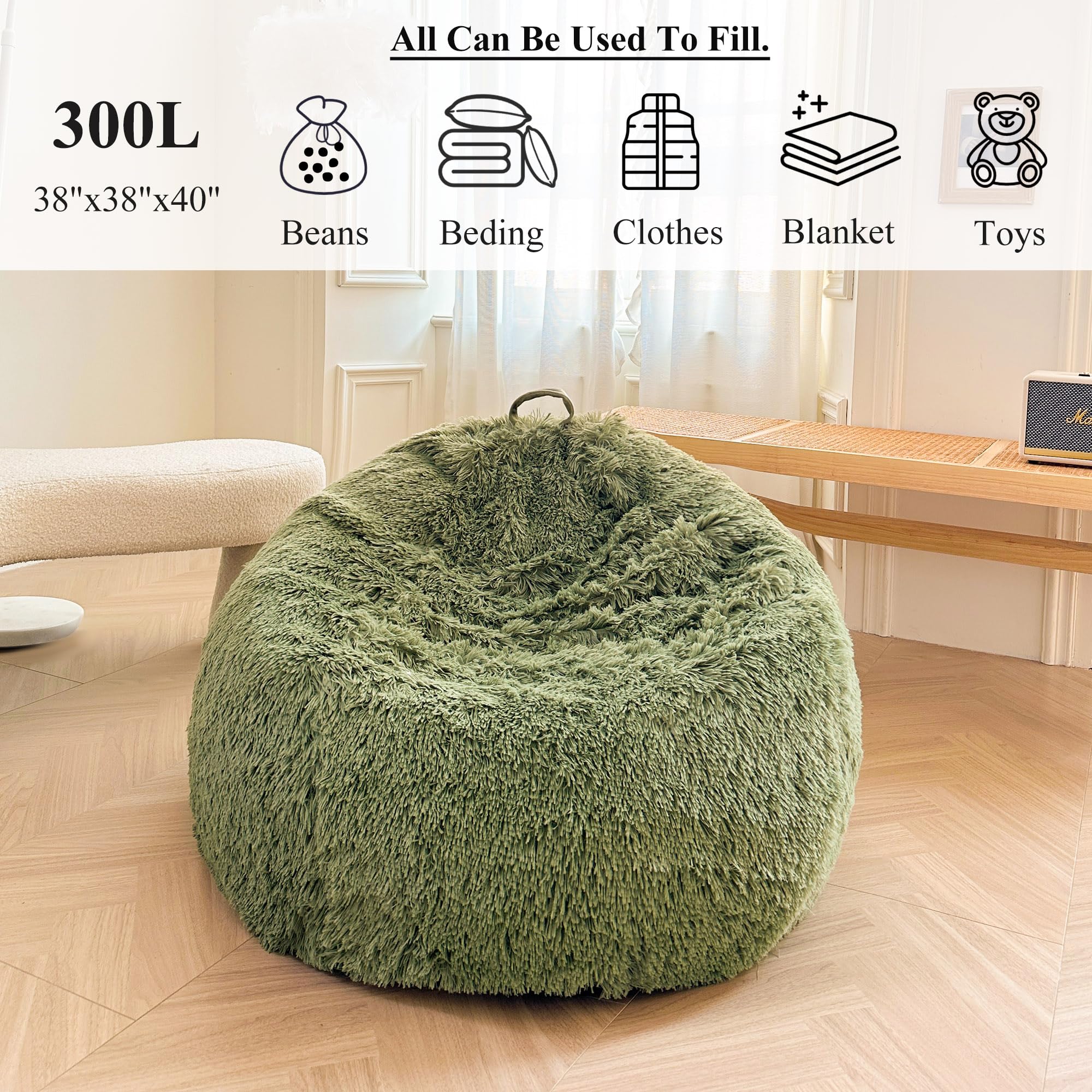 XeGe Faux Fur Comfy Bean Bag Cover(No Filler) - Image 3