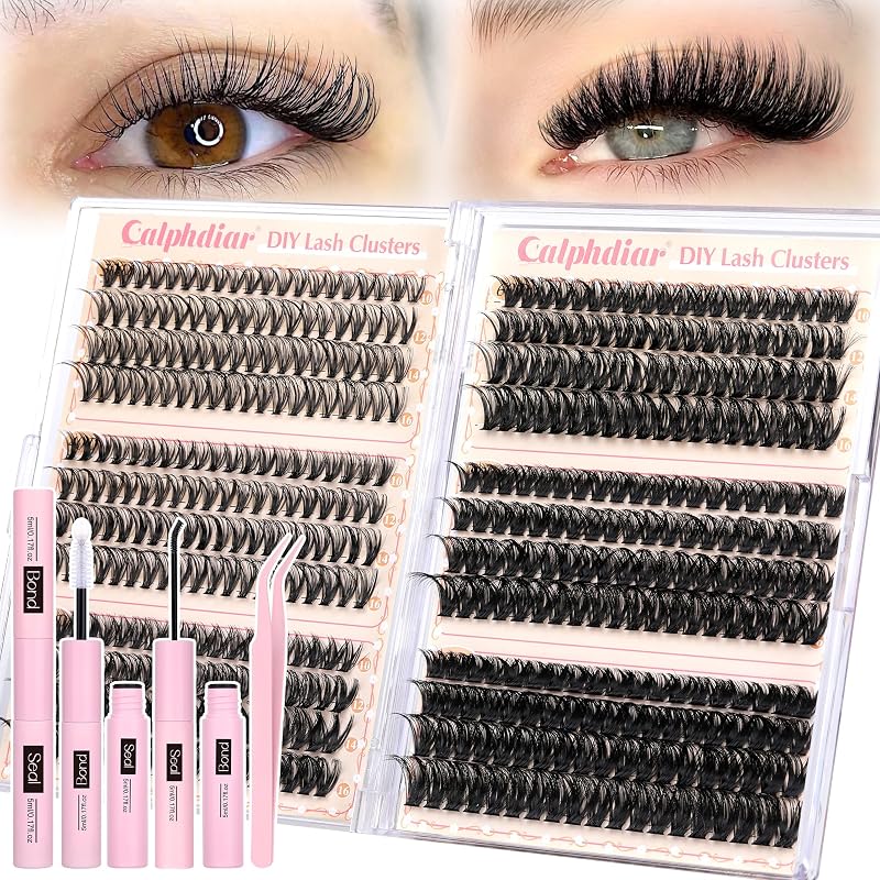 Kit de cílios em tufos calphdiar 30D-100D com 474 unidades, curvatura D, 8-16 mm, cola e pinça