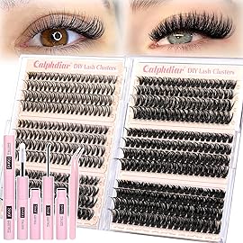 Lash Clusters Kit 30D-100D Wispy Eyelash Extension Kit 474pcs Individual Lashes 8-16MM Cluster Eyelash Extensions DIY Lash Extension Kit D-Curly Eyelash Clusters with Lash Bond and Seal Lash Tweezers