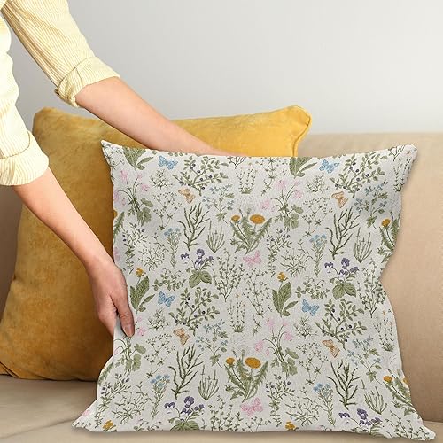 Miniatura 2 de Ambesonne Funda de cojín con diseño floral, diseño clásico botánico, plantas de jardín vintage, hierbas, flores, arte de diseño clásico botánico,