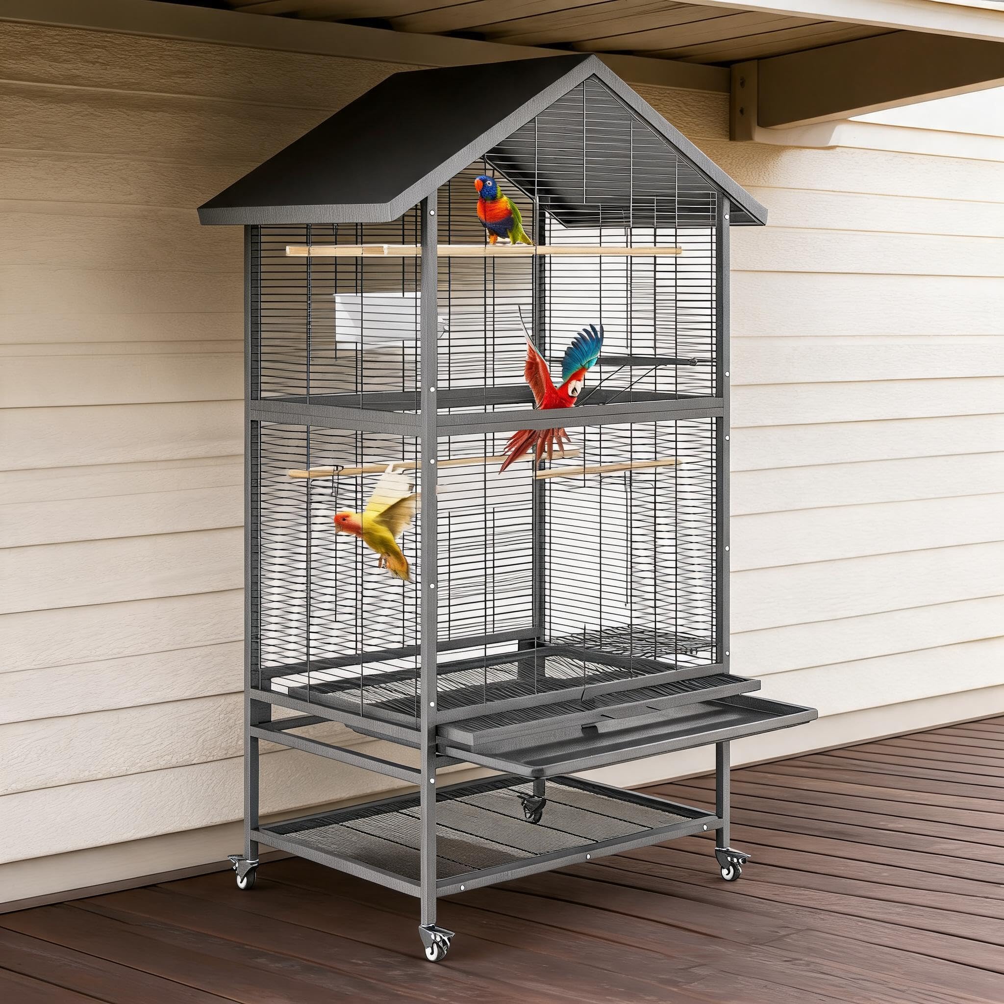 Garvee Large Bird Cage with Stand, 167cm Extra Large Parrot Cage on Wheels