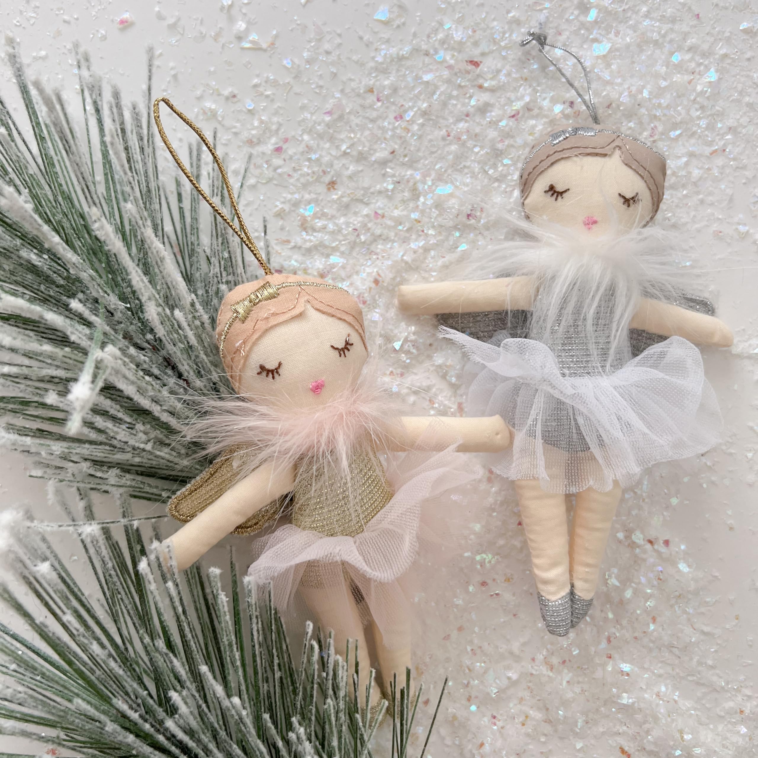 MON AMI Plush Stuffed Angel Ornaments 2 Pcs, 6” Each, Christmas Tree Decoration - Image 2
