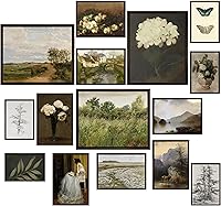 LANCHI95 15pcs Vintage French Country Wall Art Prints - Moody Botanical Posters, Gallery Wall Decor for Bedroom Kitchen Unframed