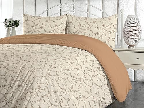 Miniatura 2 de Ambesonne Floral Duvet Cover Set, Blossom Silhouette Minimalist Style on Cream Tone Background Oriental Vibes, Reversible 3 Piece Bedding Set with 2