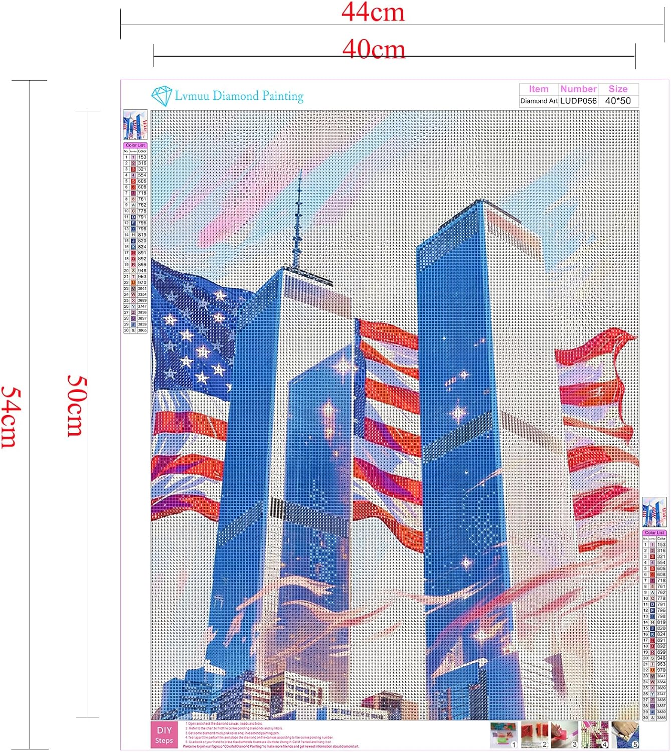 Lvmuu Twin Towers Diamond Painting Kits for Adults, Patriotic 5D Full Square Drill Diamonds Art Kits for Beginner, DIY Paint with Diamonds Shiny Beads Gem Art Craft Home Wall Decor 16x20in