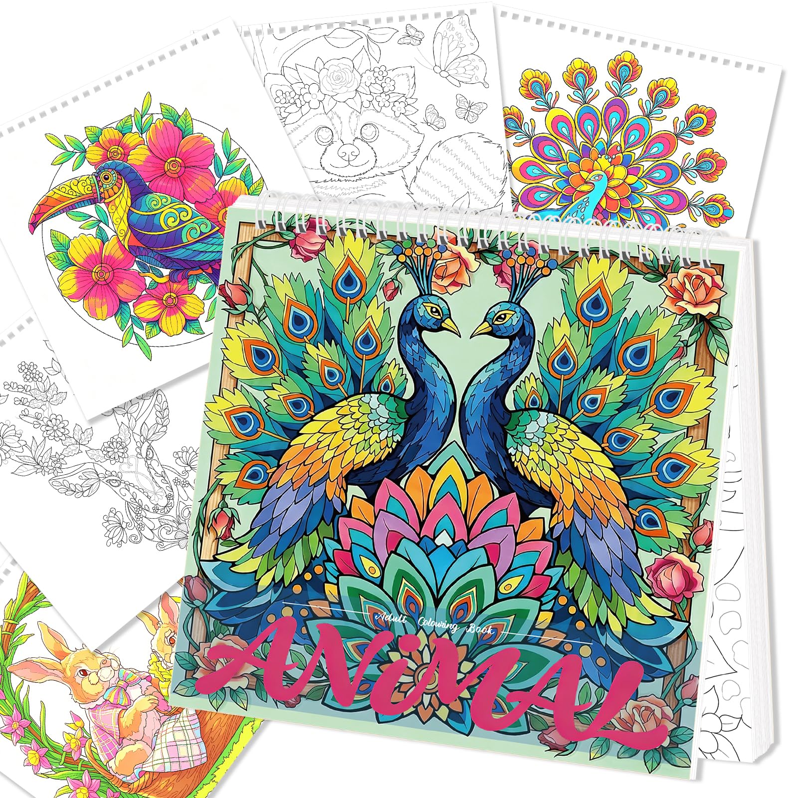 Elfew Adult Colouring Books, Animal Colouring Books, 35+ Animal Patterns
