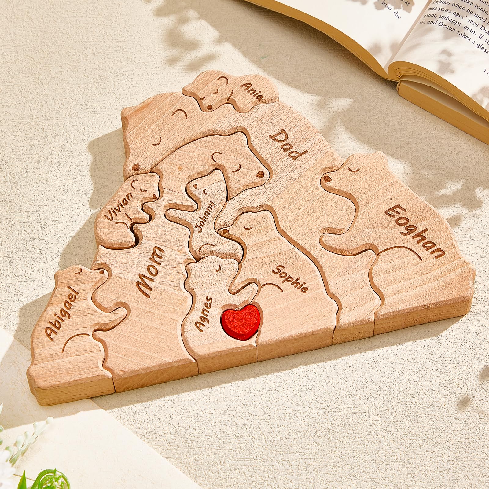 Personalised Wooden Bears Family Puzzle Gifts with 1-8 Names, Custom Jigsaw Puzzle - Image 4