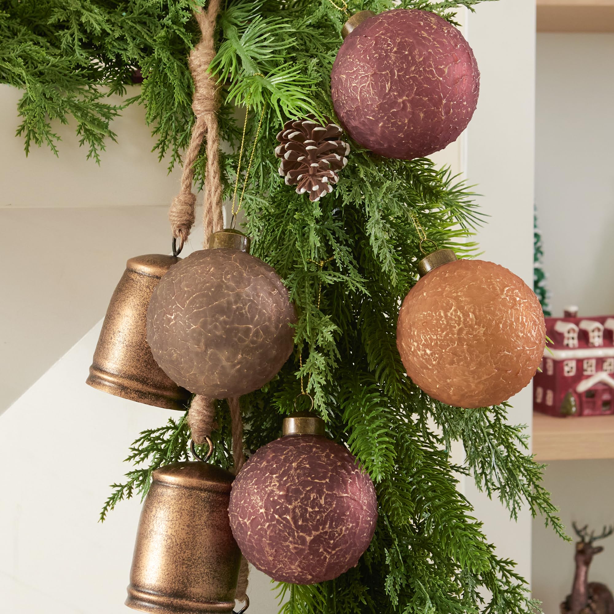 DN DECONATION Palla di Natale increspata, ornamenti da appendere per albero