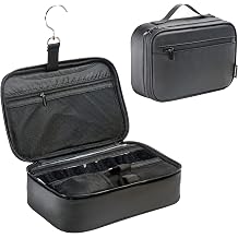 BAGSPRITE Large Hanging Toiletry Bag for Men and Women - Water-Resistant Travel Toiletry Bag - Makeup Cosmetic Bag Travel Organizer for Accessories, Shampoo, Full-size Container, Black Small