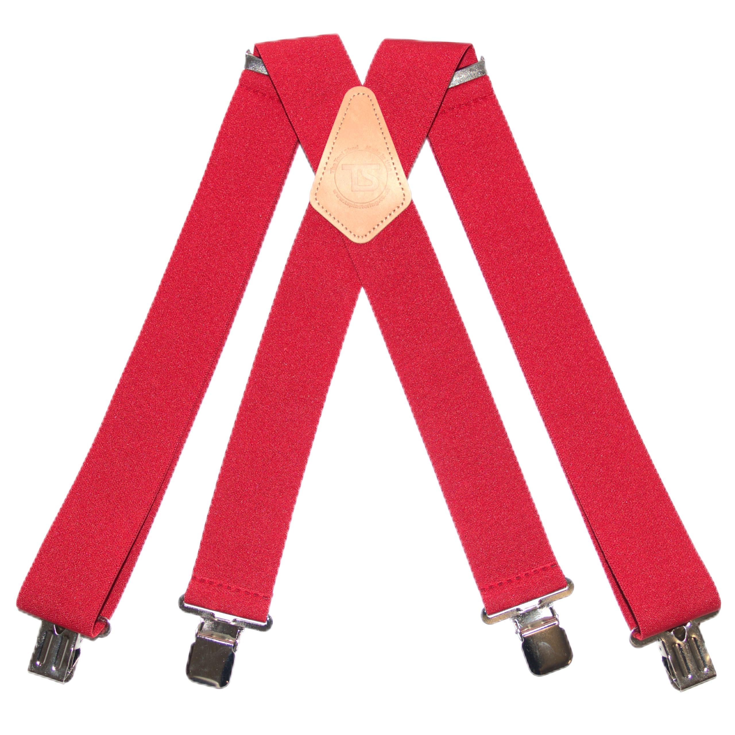 Brimarc Men's Red Work Trouser Braces 2" Wide Heavy Duty 75 Assorted Patterns (Red)