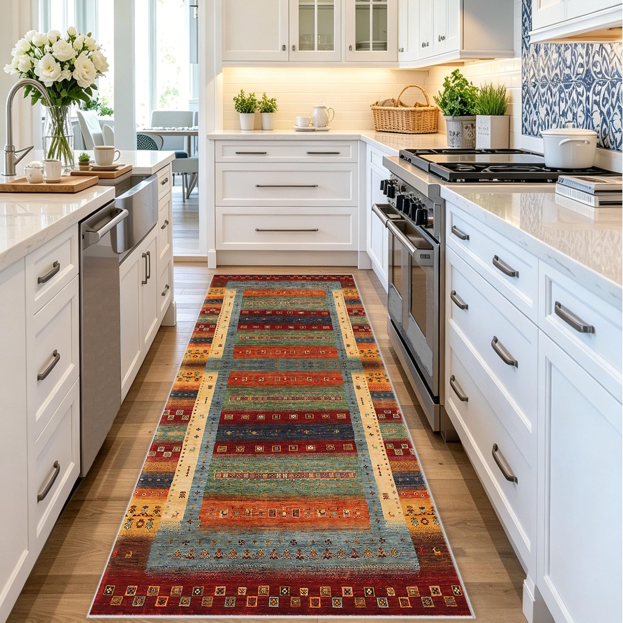Alfombra corredor antideslizante y lavable de 100x150 cm para pasillo y cocina