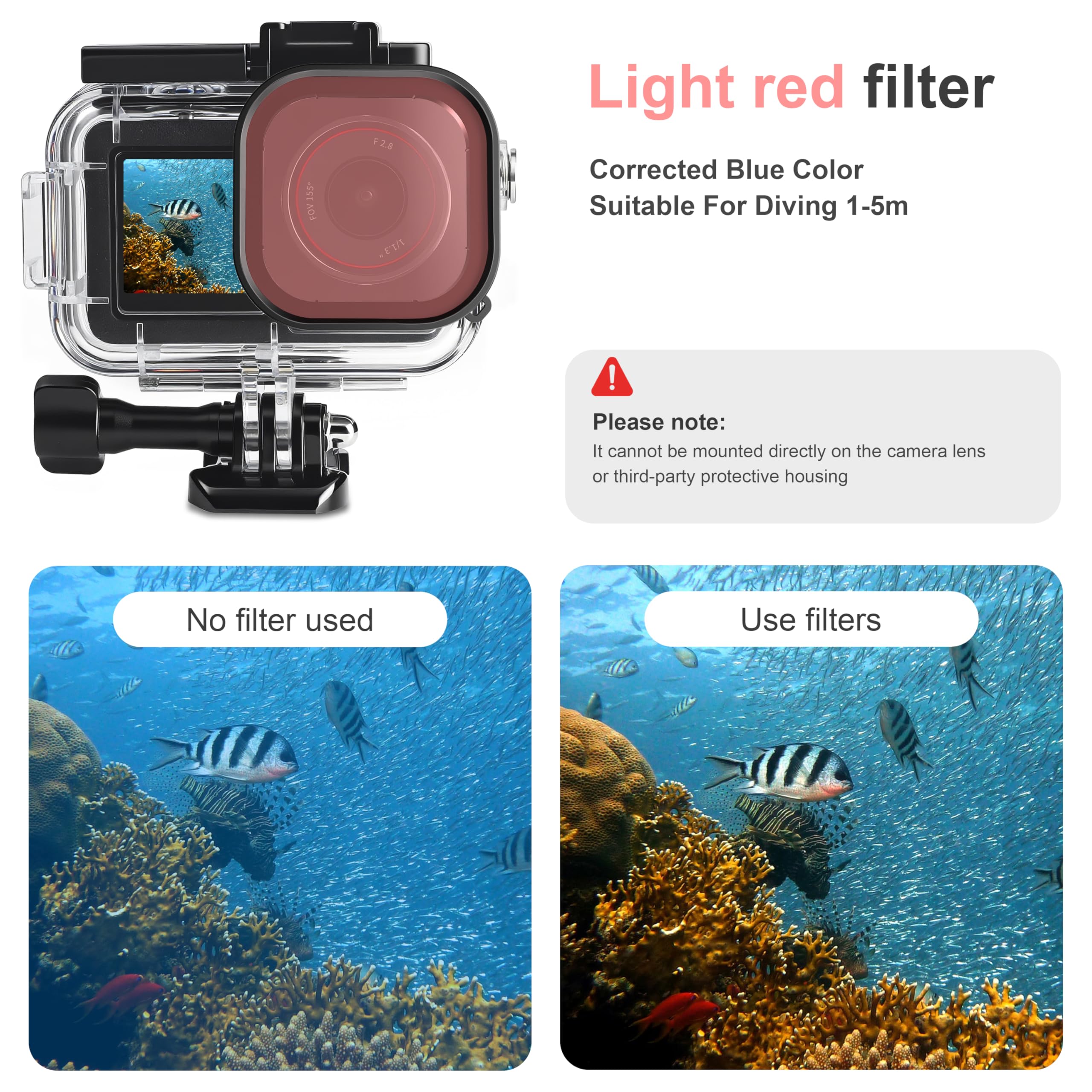 Étui Étanchéité 60m Pour DJI Osmo Action 5 Pro / 4 / 3 – Boîtier Sous-Marin Protection Plongée, Surf, Natation – Verre Trempé & Sabots Froids