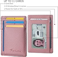 Vista 35 de Travelambo Billetera delgada con bolsillo delantero y clip para el dinero con bloqueo de identificación por radiofrecuencia, talla única