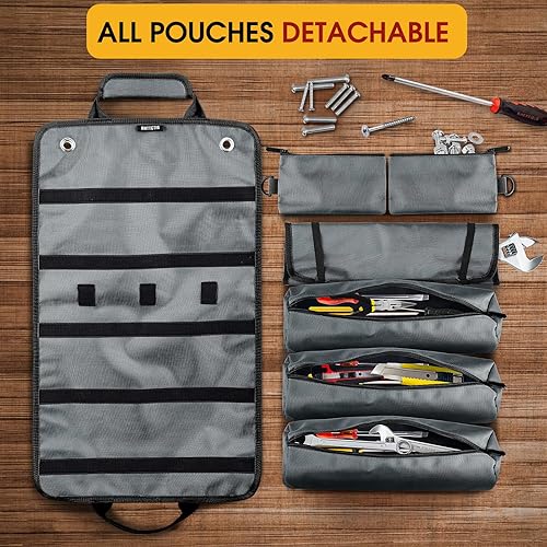 Miniatura 5 de Bolsas de herramientas, bolsa enrollable de herramientas resistente para hombres, regalo del día del padre para papá, esposo y él, bolsa enrollable