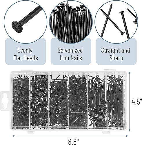 Miniatura 65 de Mr. Pen - Kit surtido de uñas, 600 unidades, 4 tamaños, plateadas, uñas pequeñas para colgar imágenes, uñas de acabado Plateado