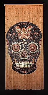 Bamboo Beaded Curtain-Black Skull - Buy now