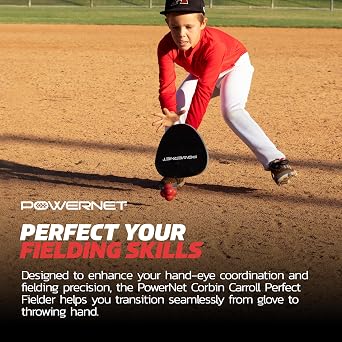 PowerNet Perfect Fielder, Soft Hands Softball & Baseball Training Equipment, Baseball Practice Equipment to Improve Transition Time from Glove to Throwing Hand, Right & Left Hand Universal Fit, 2-PK