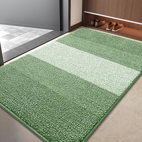 Vista 33 de Kitinjoy Tapete para puerta de interior y exterior, 48 x 32 pulgadas, antideslizante, absorbente, atrapador de suciedad, de perfil bajo, lavable