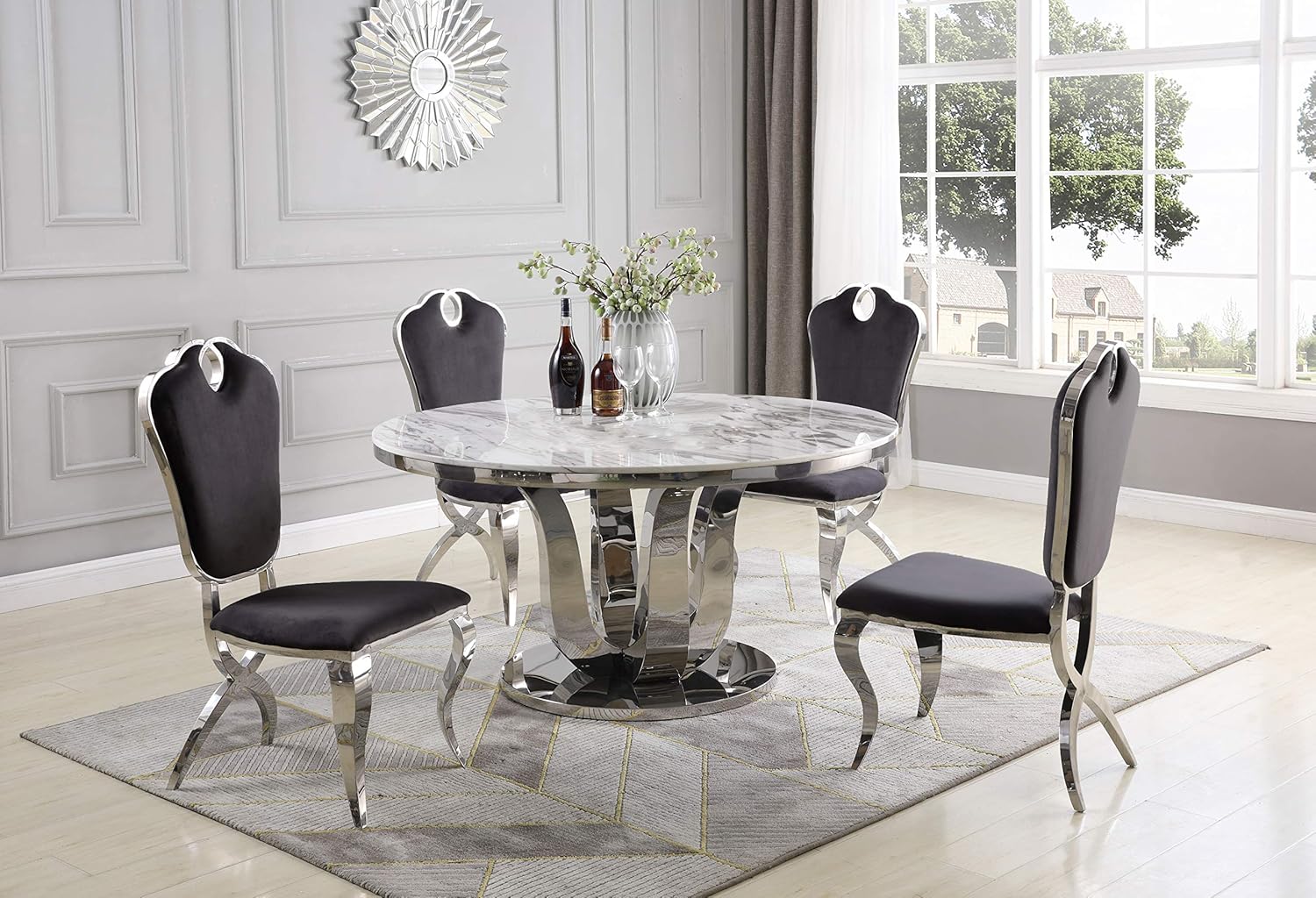 Best Quality Furniture Dining Table with Lazy Susan, White