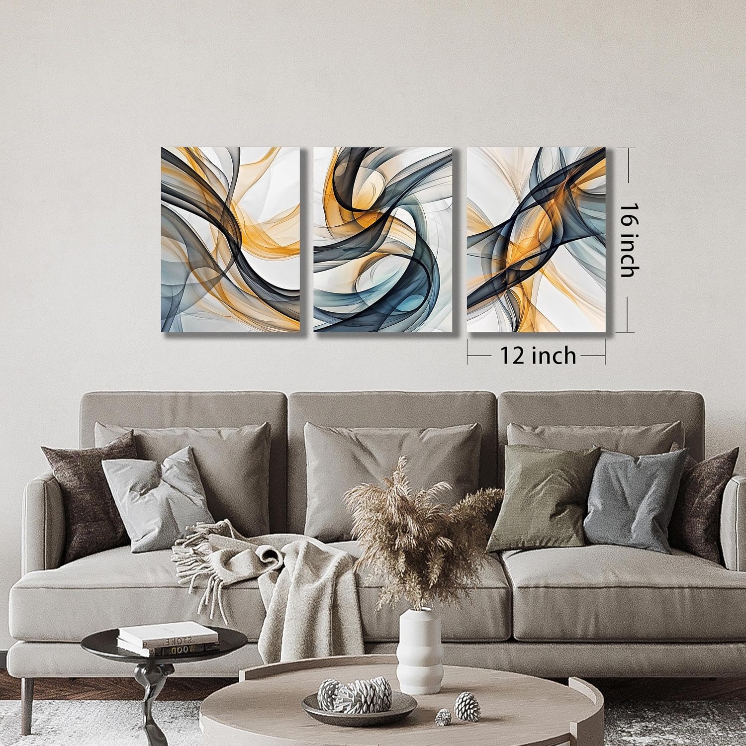 Abstract Wall Decor for Living Room Modern Prints Wall Art Bedroom 3 Piece Canvas Wall Art for Office Size 12 x 16 Inch