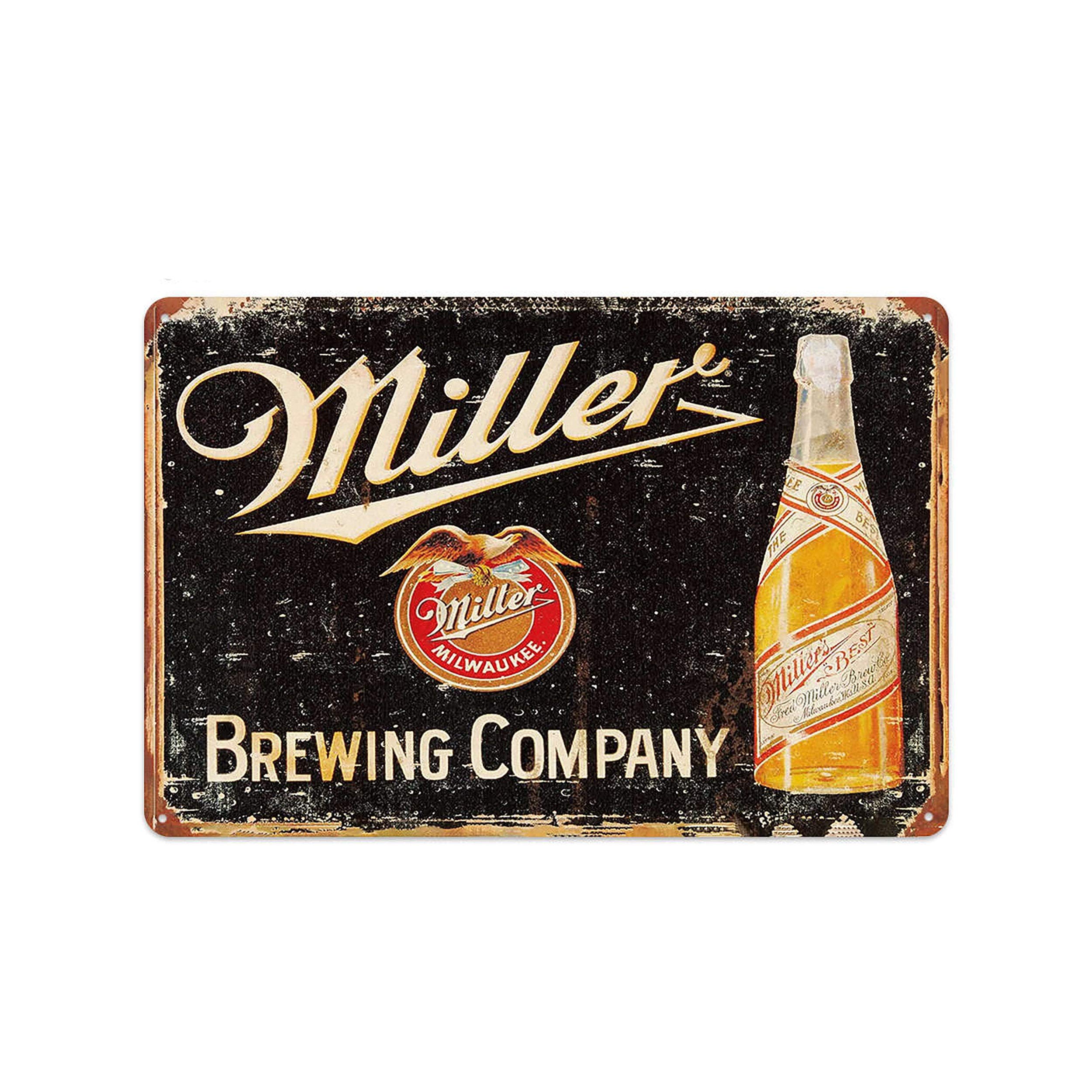 Tin Sign Miller Beer Bar Decor, Cafe, Pub 8"x12" Vintage Tin Sign, Wall Art, Vintage Plaque, Metal Sign, Advertising