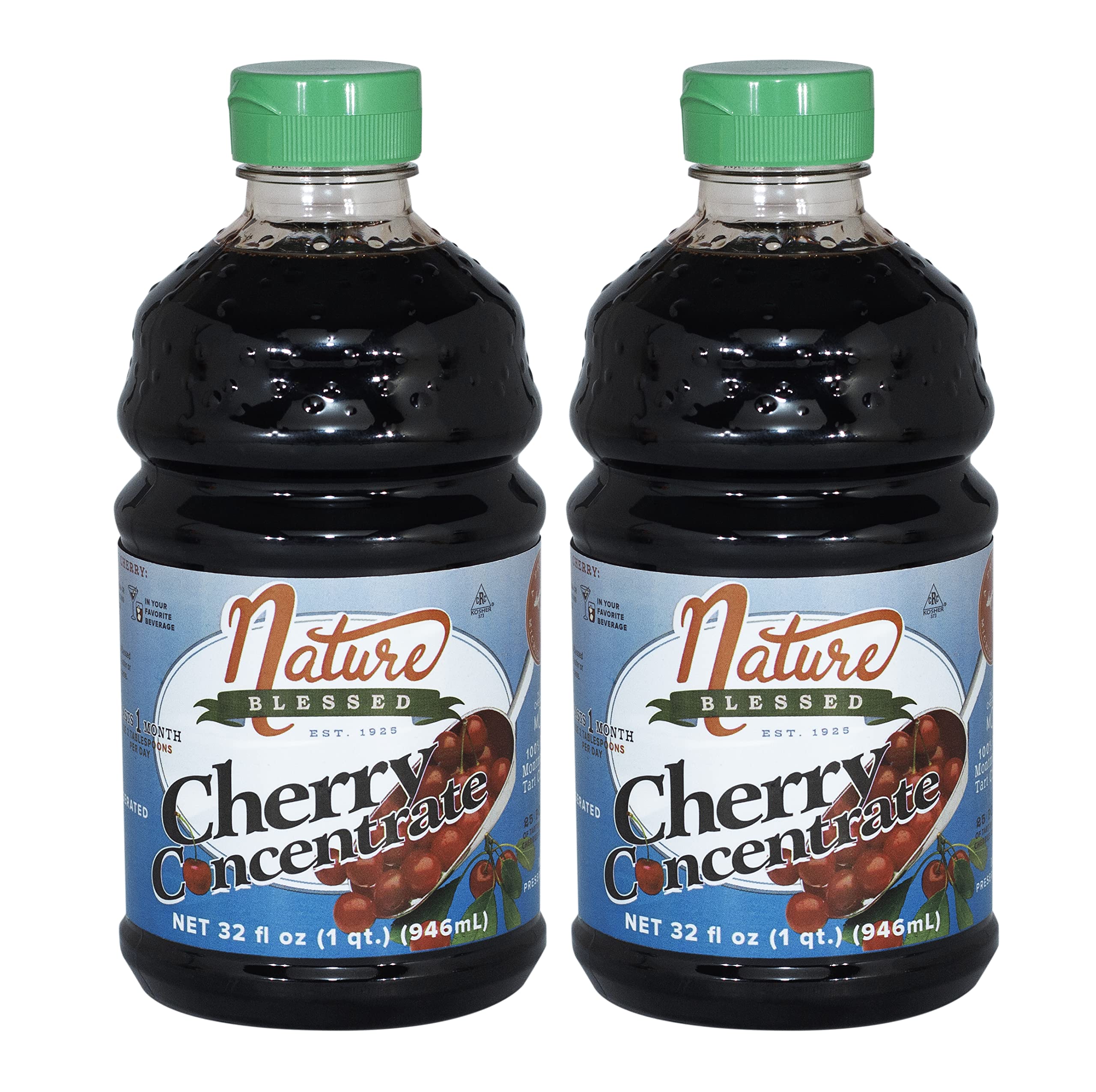 Amazon.com : Nature Blessed 100% Pure Tart Cherry Concentrate - 2 Quarts  (Two 32oz Bottles), Refreshing by itself or in Smoothie, All Natural, No  added Sugar or Preservatives. Harvest Special - Price