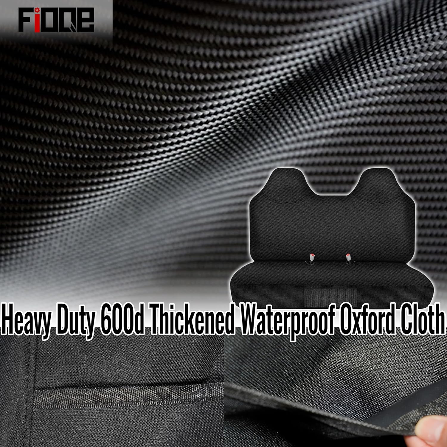 600D Thickened Waterproof Oxford Fabric Front Bench Seat Cover for Ford F250 F350 F450 F550 1999-2007 Super Duty Trucks Waterproof Full Bench Seat Cover-Black