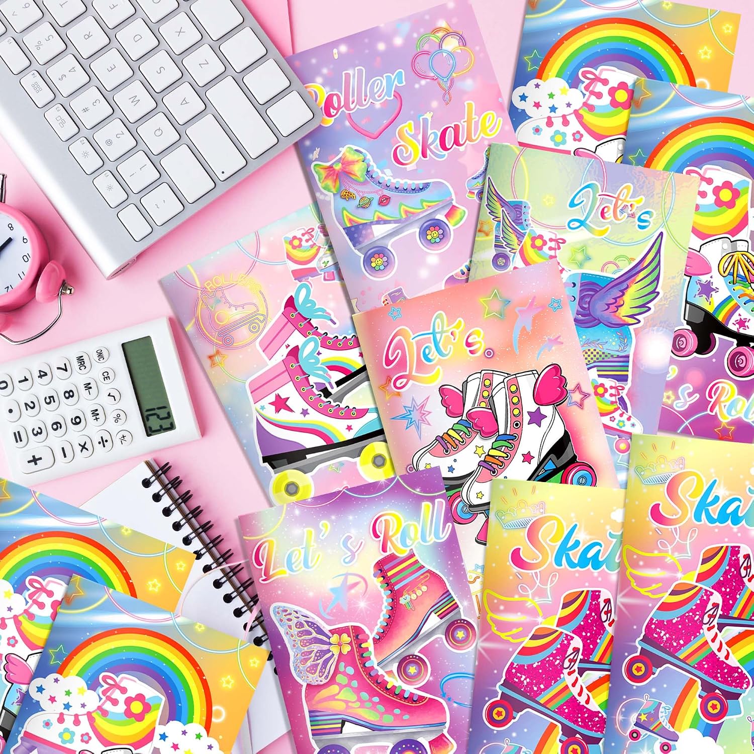 OXYLIPO 24 PCS Roller Skate Party Favors Roller Skating Notebook Roller Small Notepads for Retro Theme Party Favors, 60s 80s Themed Birthday Goodie Bags Stuffers, Roller Skating Fans Activity Books image 5