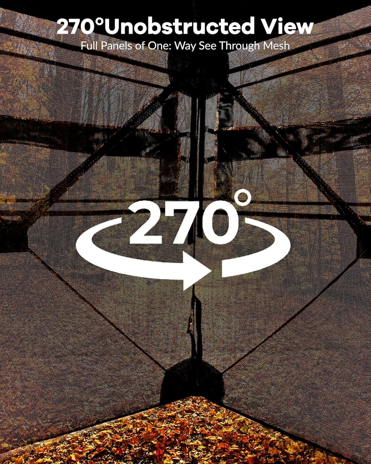 Hunting Blind 270 Degree See Through Pop Up Ground Blind for 2-4 Person, Waterproof Camouflage Hunting Tent with Silent Magnetic Door, Easy Setup Portable Deer and Turkey Hunting Gear