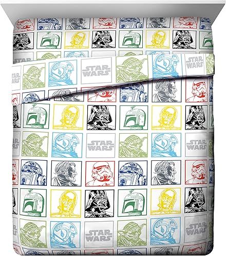 Miniatura 4 de Juego de ropa de cama Queen de 5 piezas de Star Wars The Mandalorian The Child, incluye edredón reversible y sábanas con Baby Yoda, de microfibra