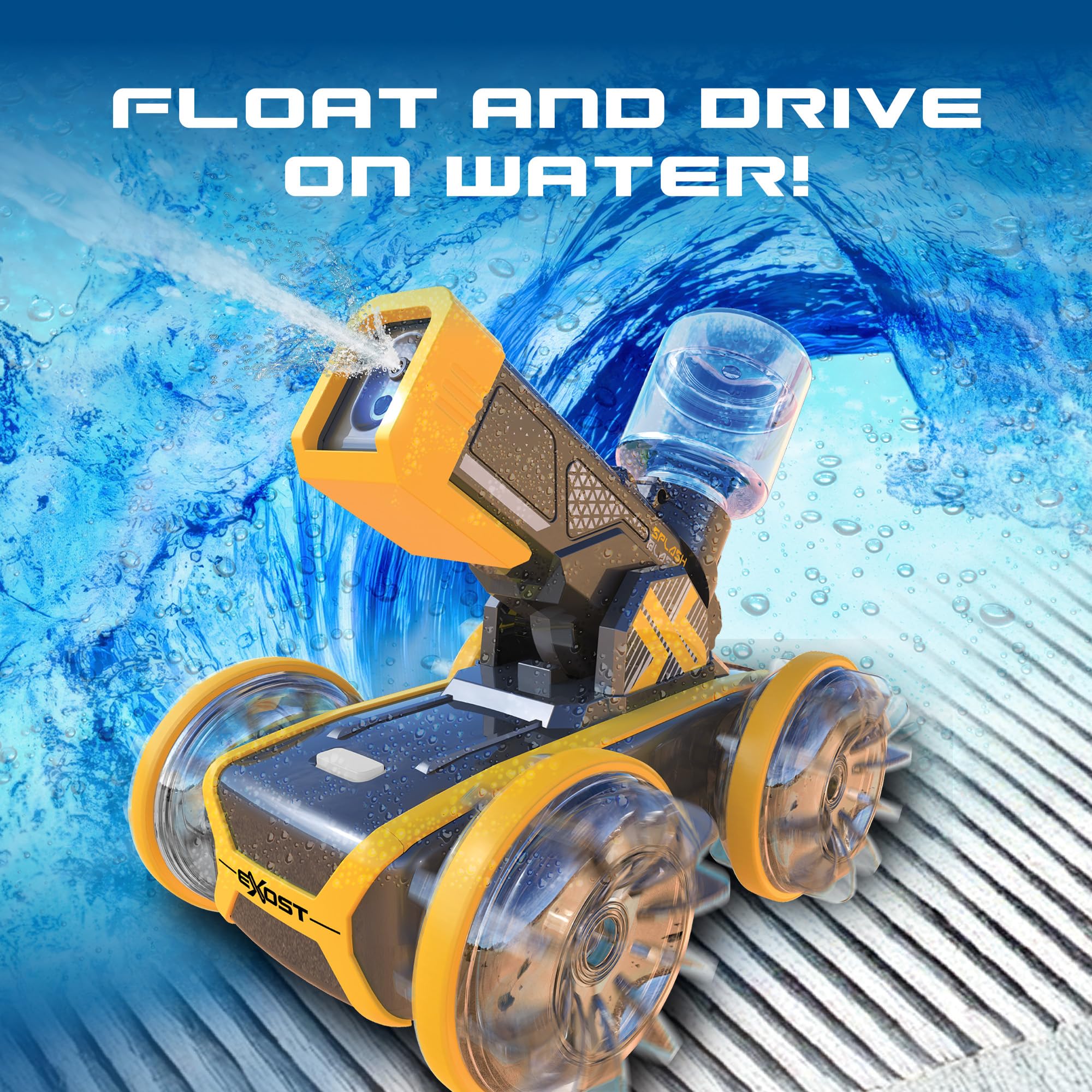 Silverlit Exost Hydro Blast - Coche con Control radiocontrolado por Radio y función de Pistola de Agua, Rueda en Tierra y Agua, batería Recargable a Partir de 5 años