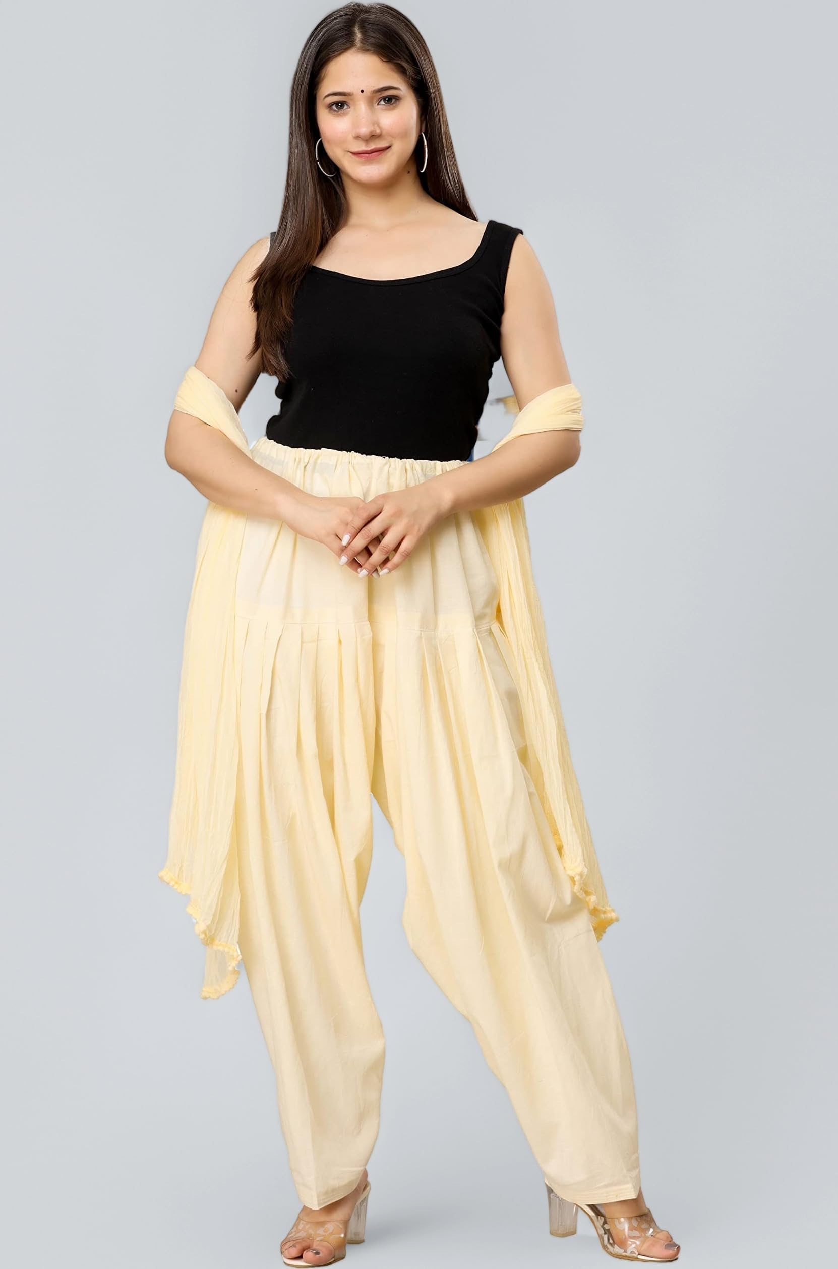 Woman's Plain Cotton SEMI Patiala Salwar with Dupatta|| Free Size || Plain Patiala || SEMI Patiala Pants || Solid Cotton Patiala || Patiyala