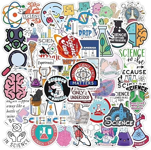 50 calcomanías de laboratorio científico, física, química, biología, experimento, ciencia, para parachoques de automóvil, casco, equipaje, laptop,