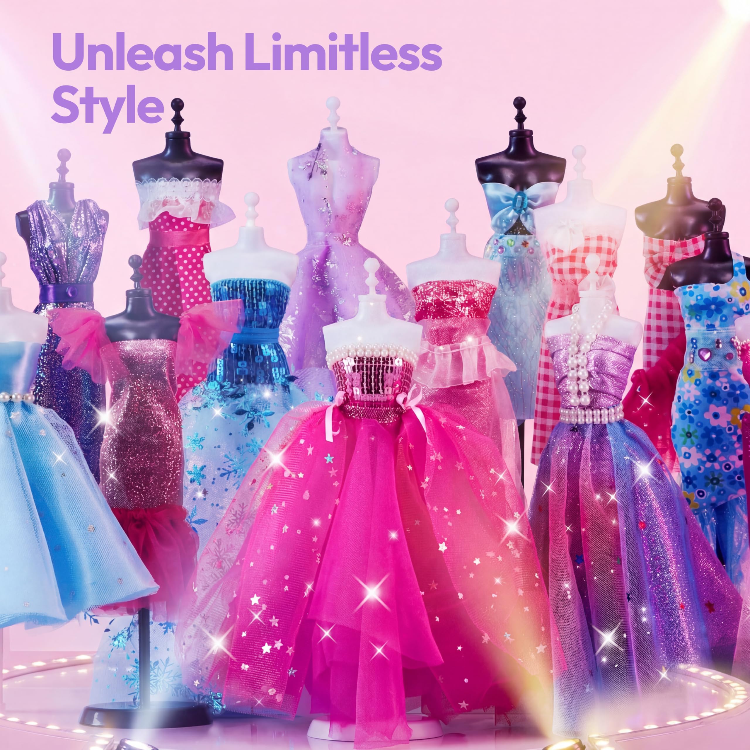 Klever Kits 400+ Stücke Modedesign Mädchen,Fashion Design Basteln Mädchen Nähset Set mit 3 Mannequins,Geschenke Mädchen 8 9 10 11 12+Jahre,Kreativ Set Bastelset für Kinder ab 8+ Jahre