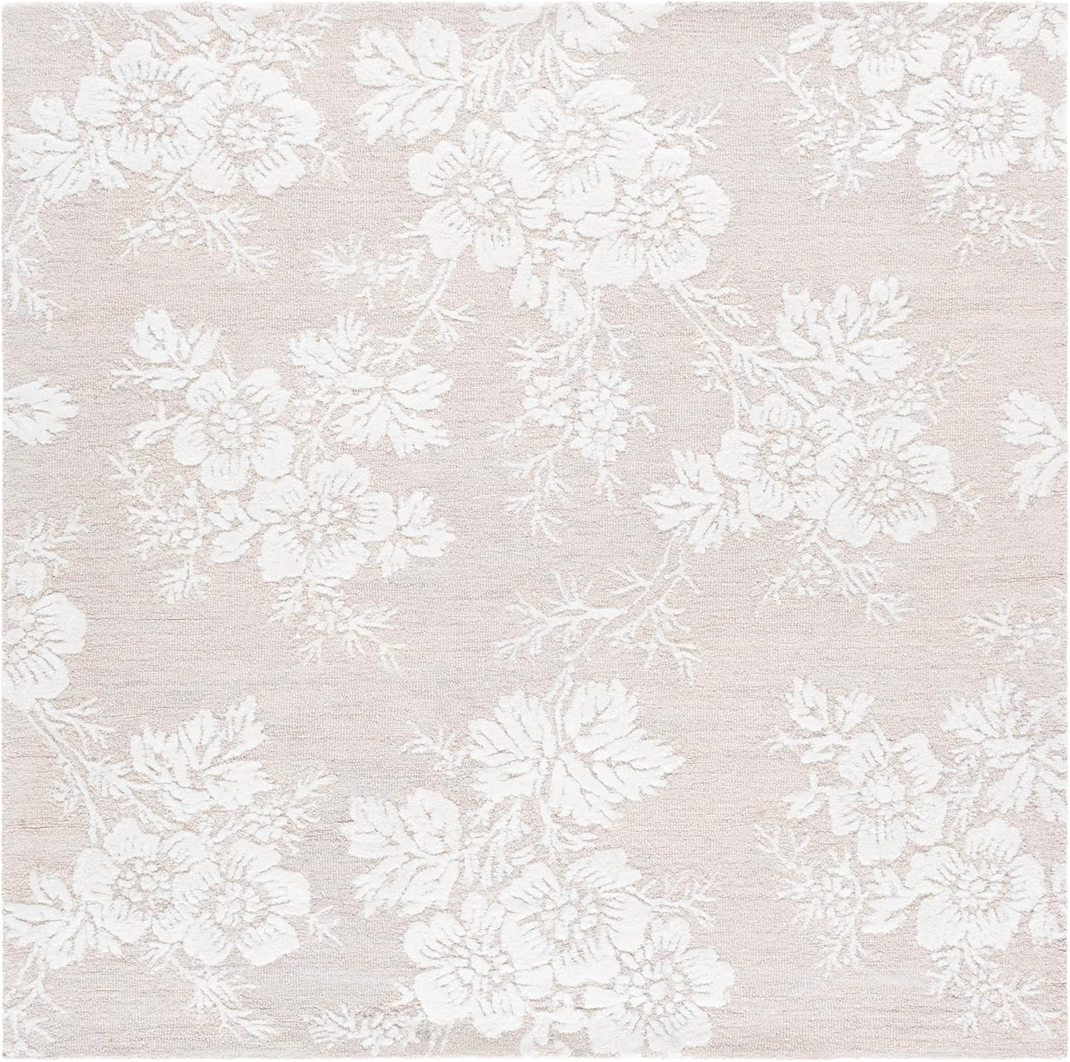 SAFAVIEH Area Rug 4x6 - Glamour Collection - Taupe & Ivory, Handmade Wool & Viscose, Floral Design, Ideal for Living Room, Bedroom, Dining Space (GLM625E)