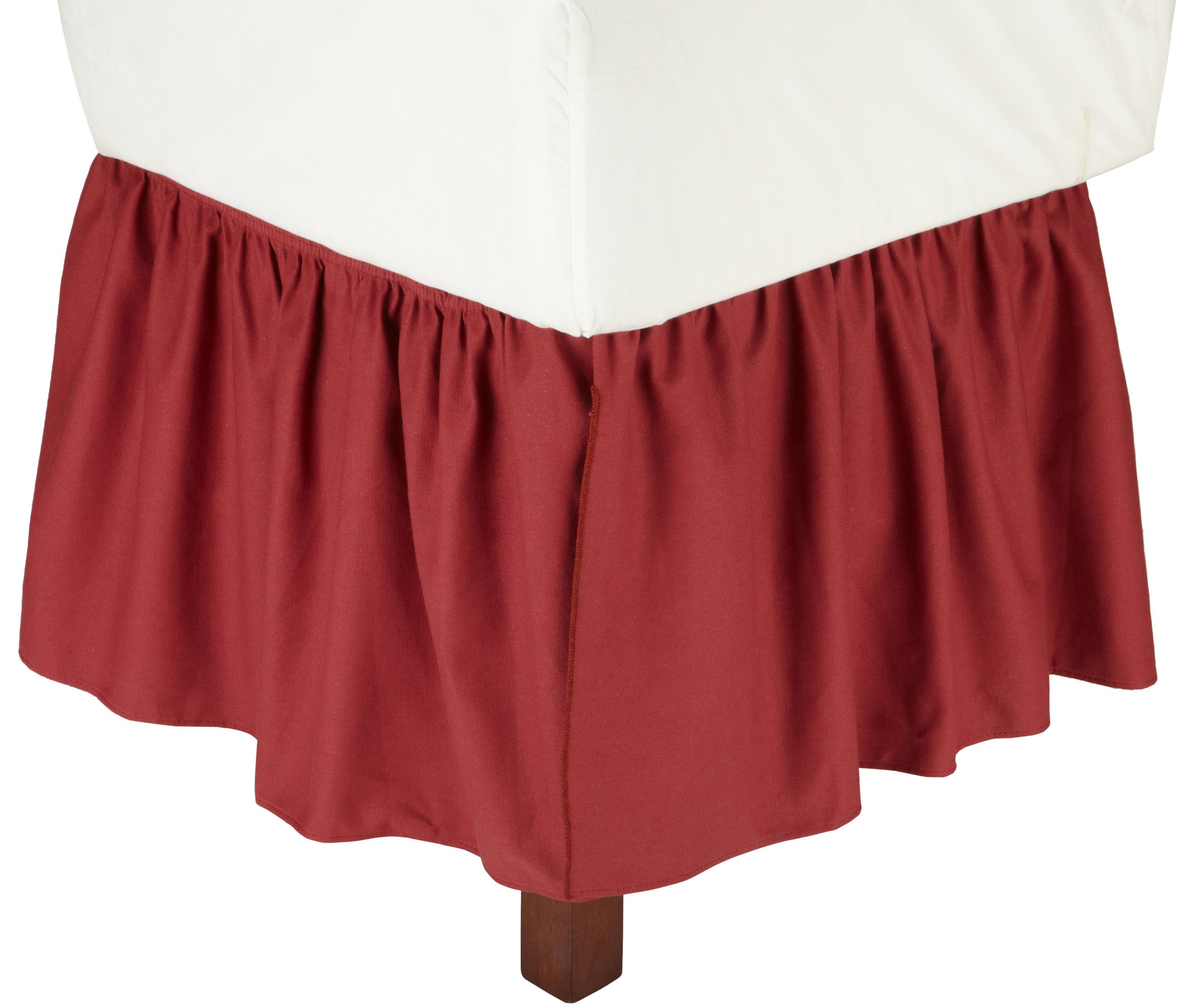 Falda de cama para ocultar el canape doble con volantes de algodon rojo