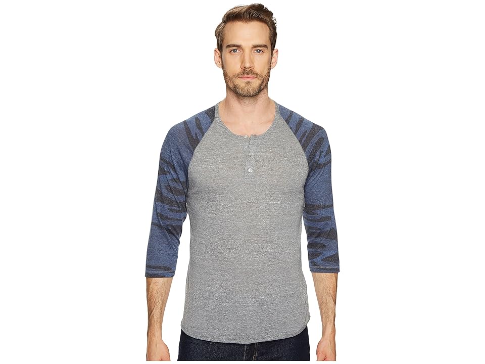 

Alternative 3/4 Raglan Henley (Eco Grey/Navy Camo) Men's Long Sleeve Pullover