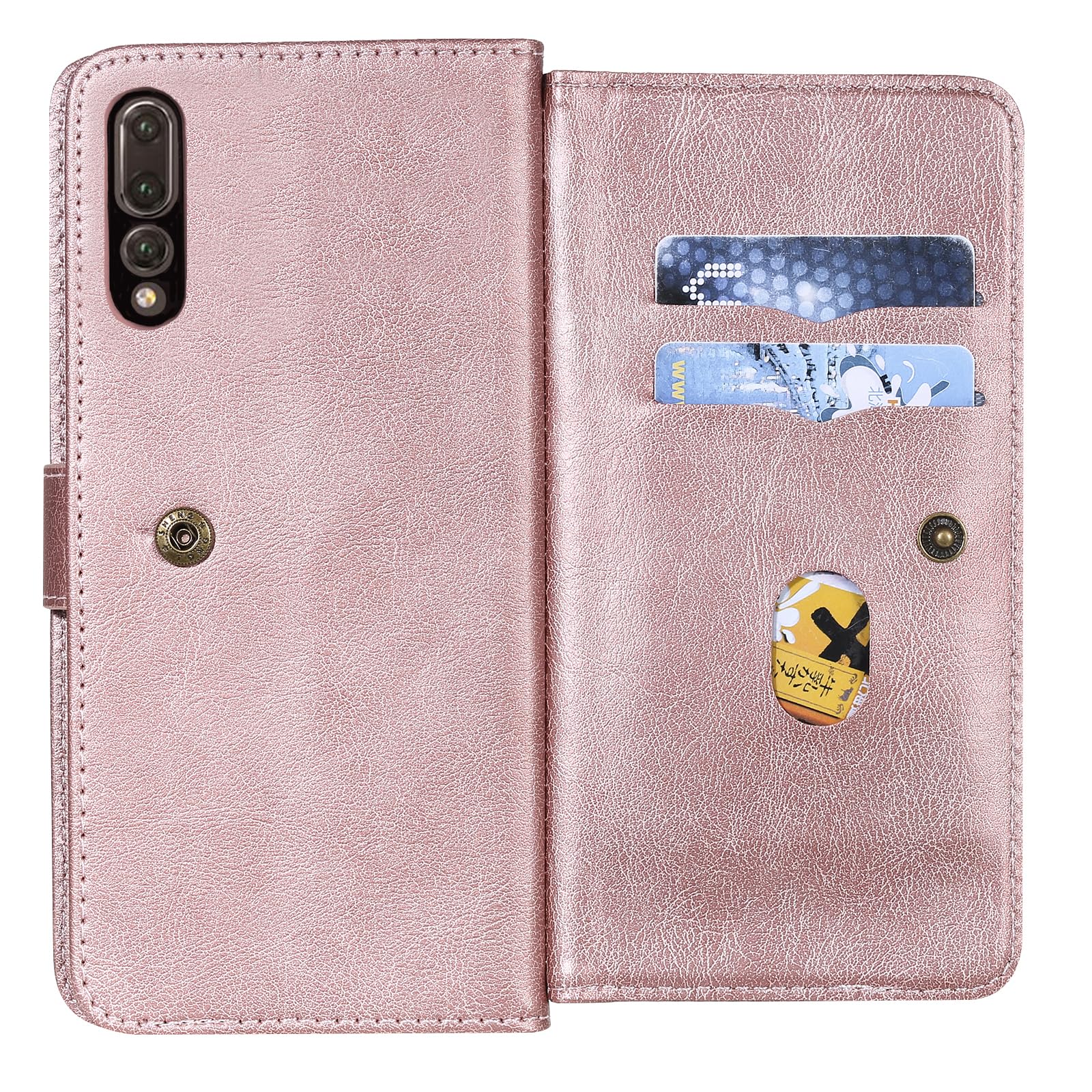 Asuwish Custodia A Libro Con Portafoglio Per Huawei P20 Pro - Pelle PU Marrone, 3 Tasche + Supporto, Inclusa Pellicola Vetro Temperato