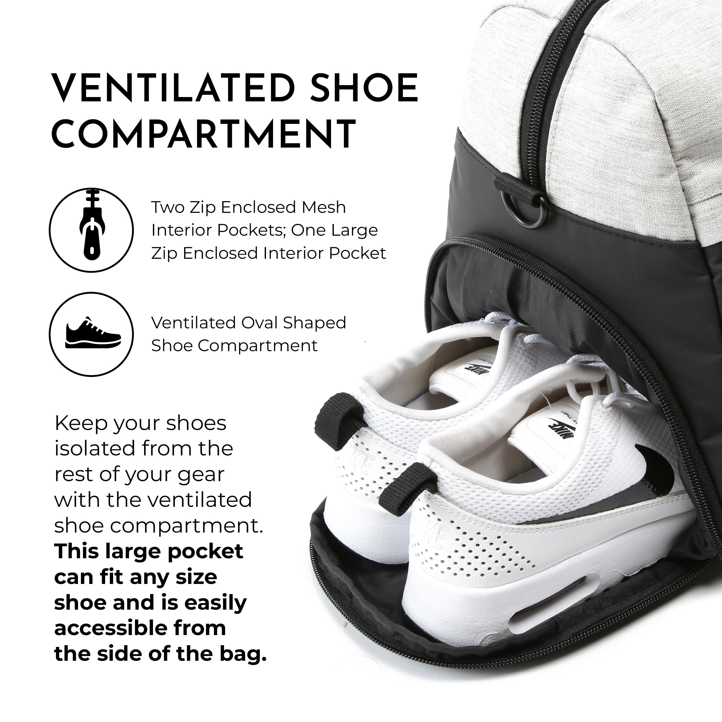 Vooray Trainer - Borsa da ginnastica da donna con scomparto per scarpe e tasca per bagnati