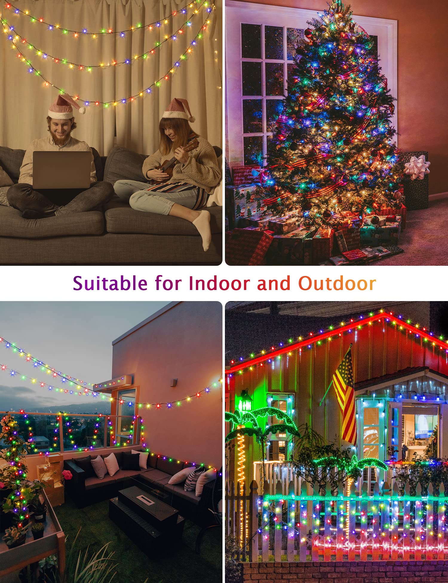 GYLEFY Luci di Natale Esterno 100m Catena Luminosa 800 LED Stringa Impermeabile Luci Natalizie da Esterno con Telecomando Ghirlanda LED Decorazioni Natalizie per Albero Natale Giardino Multicolore