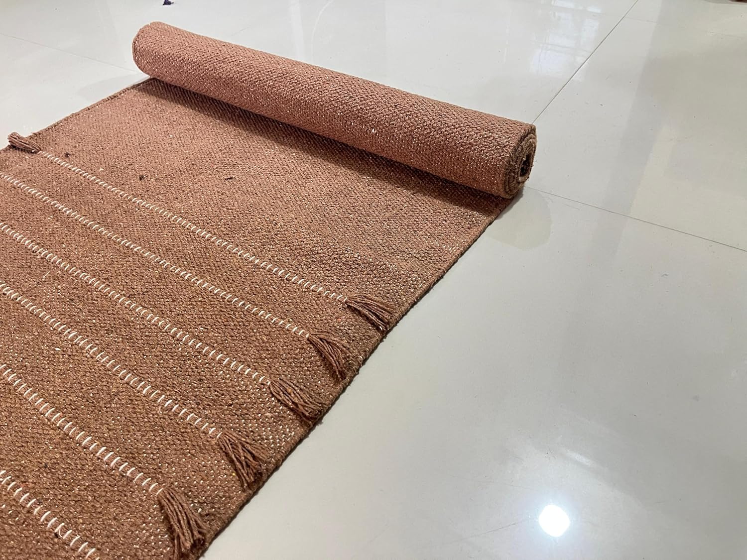 Payal Rugs Organic Cotton Yoga Mat - Eco-Friendly Hand-Woven Rug - Non Slip & Thick (24”x72”x5mm) for Everyday Fitness at Home - Comfortable Extra-Long (Dark Green)