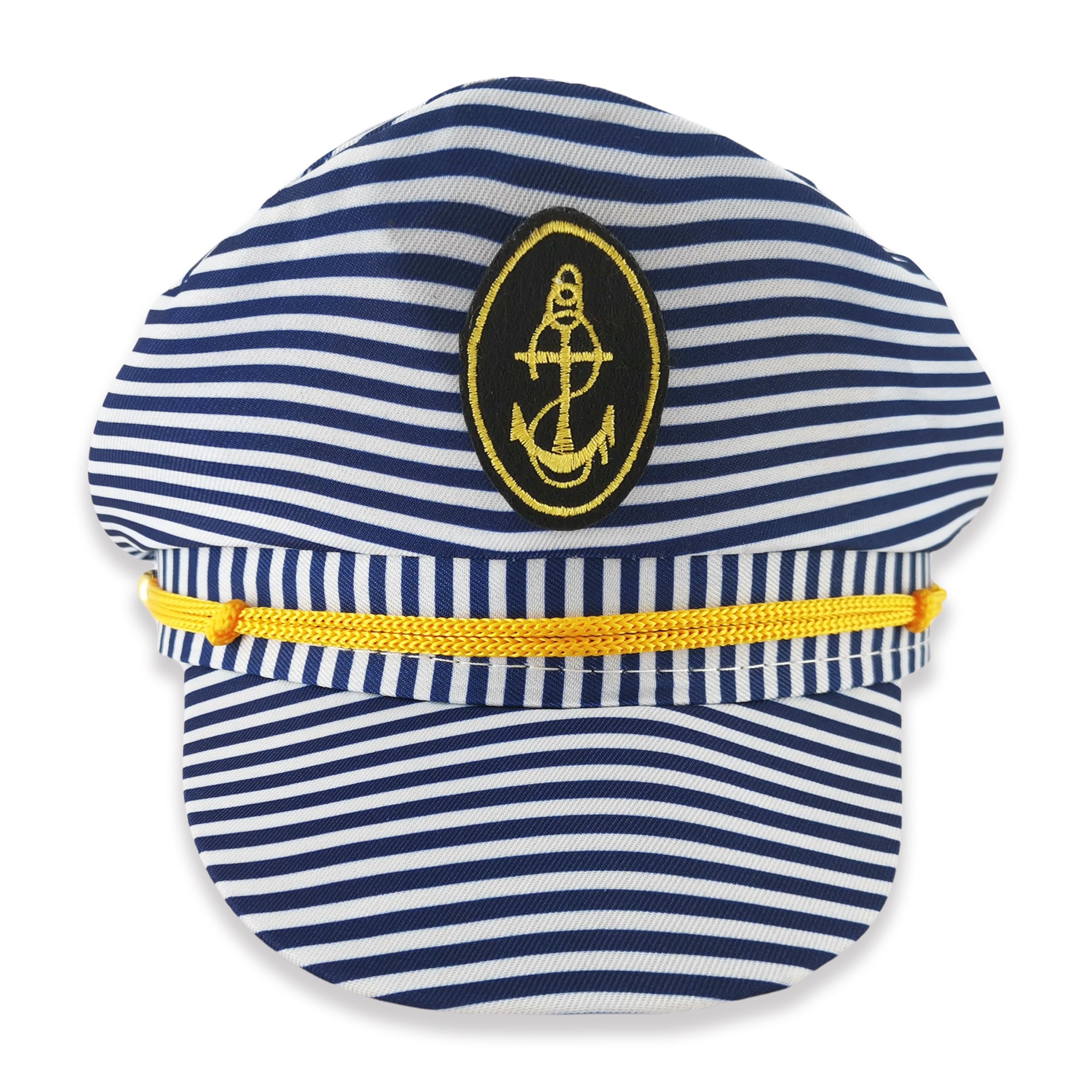 Pohotobooth Props Ltd Party Captain Police Hat – Fancy Dress Nautical Party Accessory for Hen Do, Stag Night, Halloween, Festivals, Pride, Beach & Themed Event (Blue Nautical Striped Sailor)