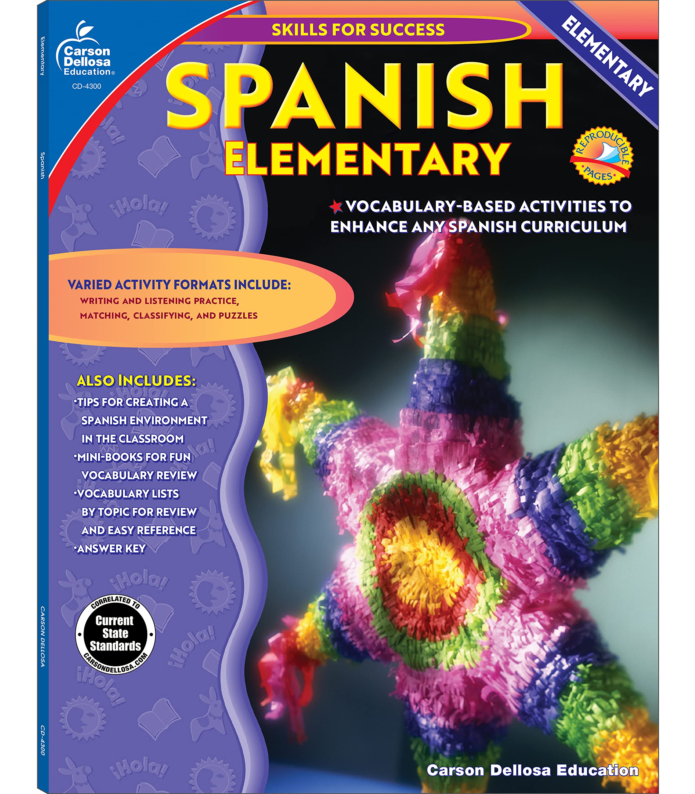 Skills For Success Elementary Spanish Workbook for Kids, Grades K-5 Spanish Vocabulary, Puzzles, and Writing Practice, Kindergarten -- 5th Grade Spanish Classroom or Homeschool Curriculum