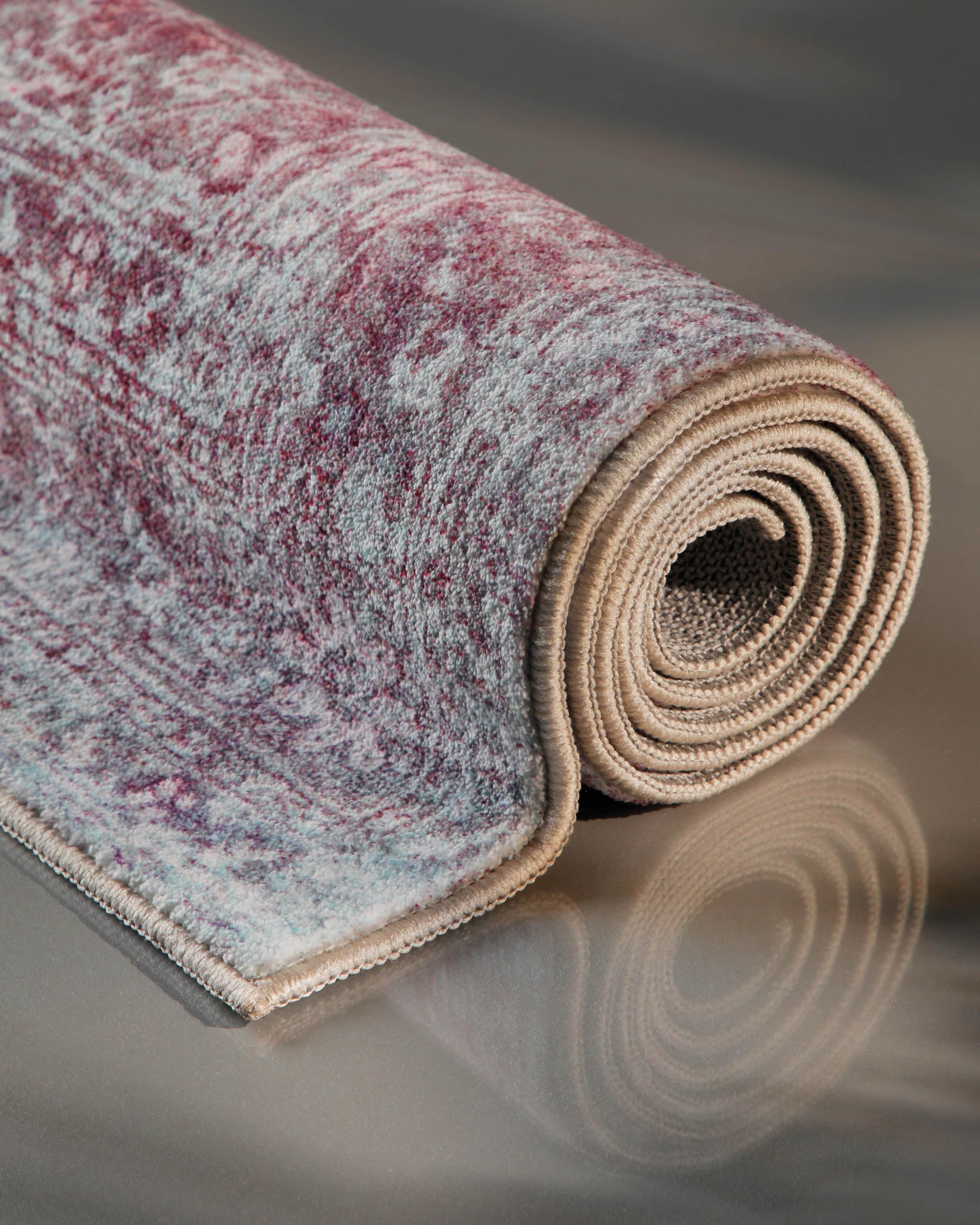 Wecon Home Badteppich Ralph, 80 x 150 cm, Pastell violett | orientalisches Vintage Design, rutschfester TPE-Rücken, waschbar bis 30 °C, OEKO-TEX® zertifiziert