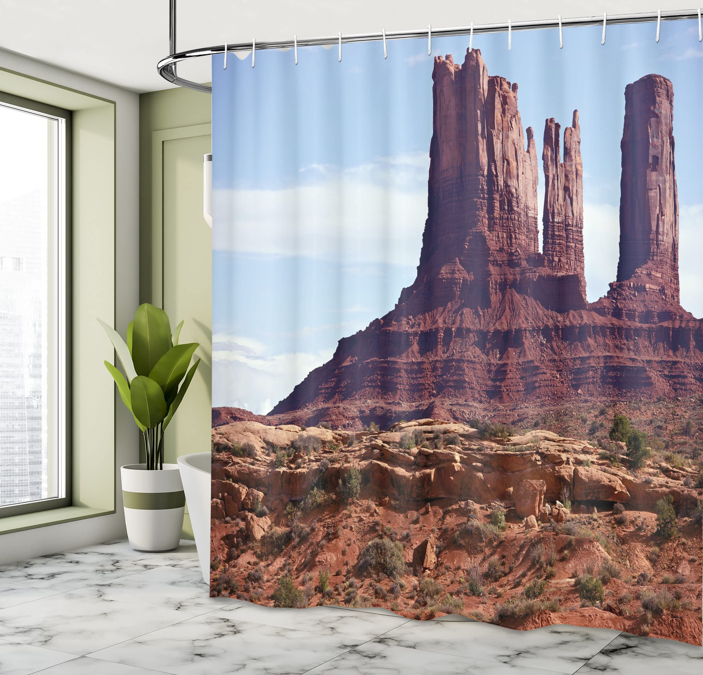 ABAKUHAUS Landscape Shower Curtain, Famous Monumental Valley Grand Canyon and Red Rocky Cliffs Usa Arizona Photo Print - Image 4