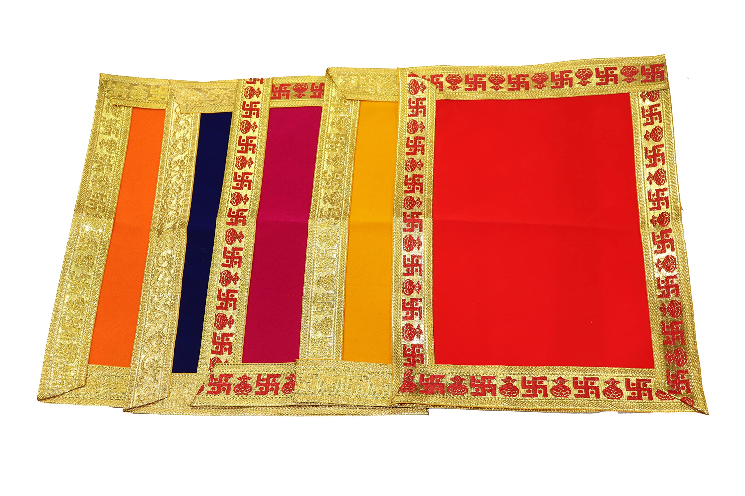 Reliable Multicolour Puja Assan Velvet Puja Cloth/Puja Aasan/Puja Chowki Assan Plain Velvet Puja Altar Cloth for Pooja Home Mandir, Temple and Pooja Ghar Size - 10 * 13 Inch (Pack of 5) - Image 5 thumbnail