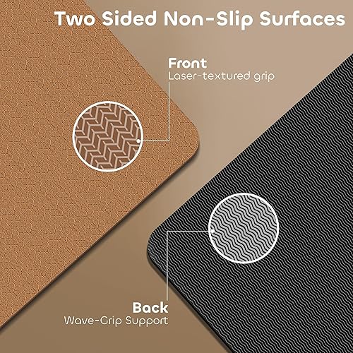 Miniatura 5 de Tapete de yoga antideslizante de TPE para mujeres y hombres, tapete de entrenamiento de doble cara de 72 x 24 pulgadas para gimnasio en casa,