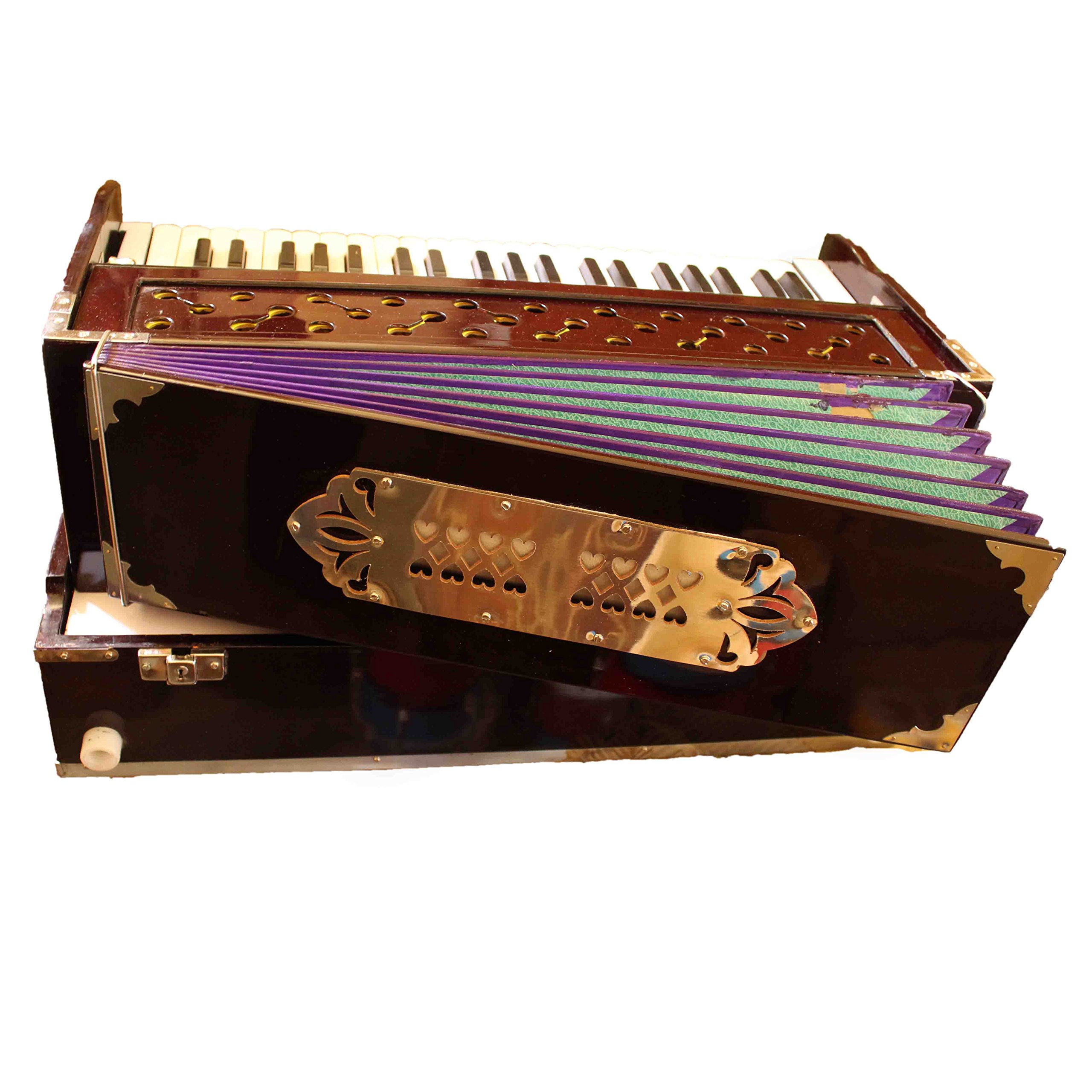 Salablez® Harmonium 2 Line Reed (Bass + Male) 42 Keys Folding Portable Harmonium With Coupler And High Sound Quality Multicolor