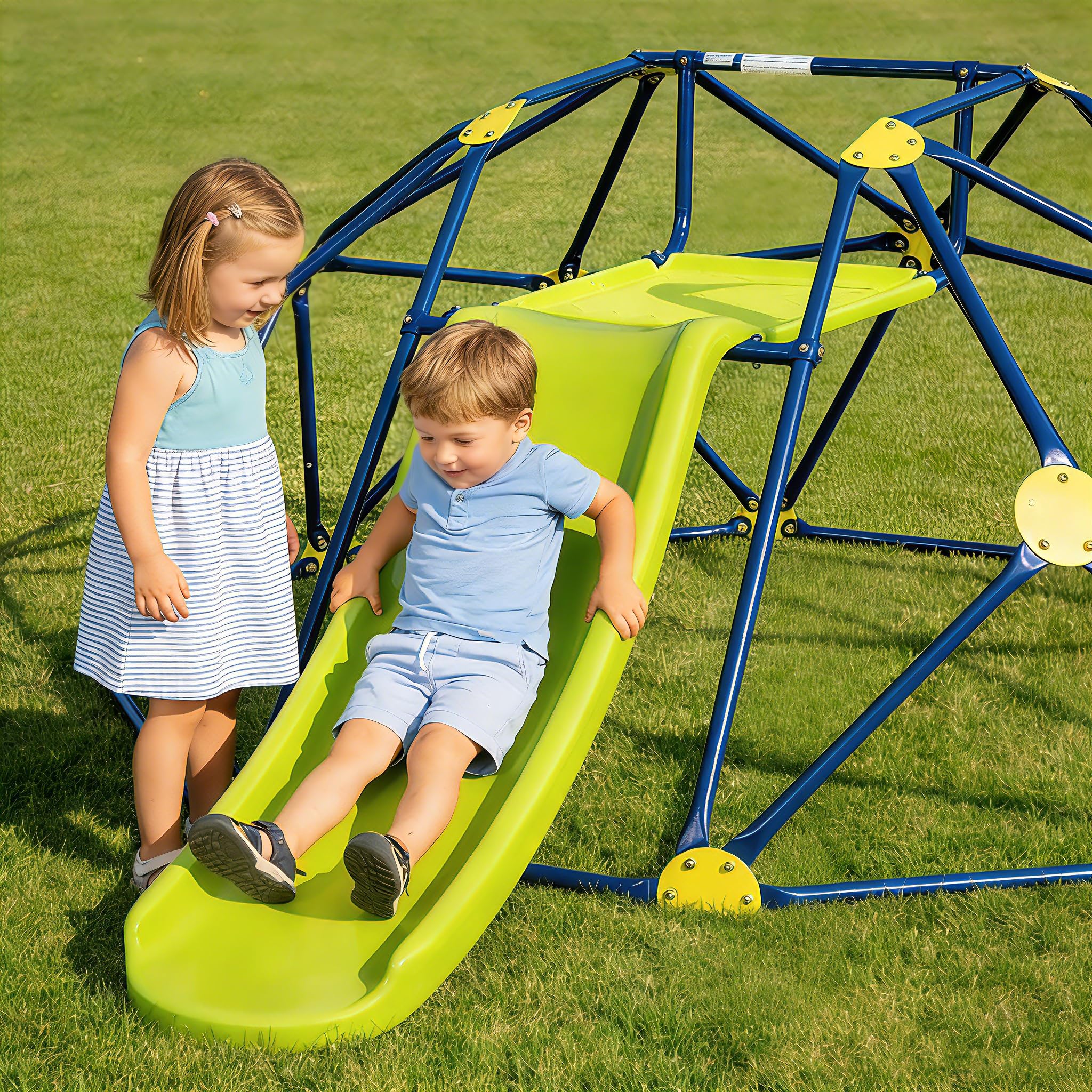 RELAX4LIFE Caseta de escalada con tobogán para niños, estructura para escalada de jardín, soporta hasta 180 kg, escalera de escalada para niños de 3 a 10 años (verde)