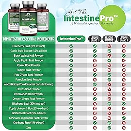 IntestinePro - Gut Health Supplement with Non-GMO Wormwood, Black Walnut, Clove, Pumpkin Seed + 14 More Premium Ingredients - Natural Support for Humans - 60 Vegetarian Capsules
